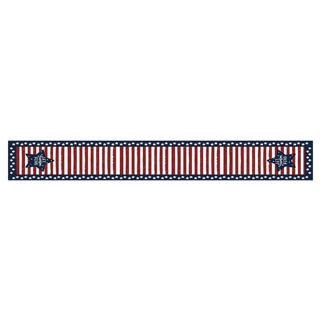 4th Of July Decorations Table Runner 13 in x 72 in Polyester Patriotic Stars And Stripes Design For Kitchen Living Room Home Party