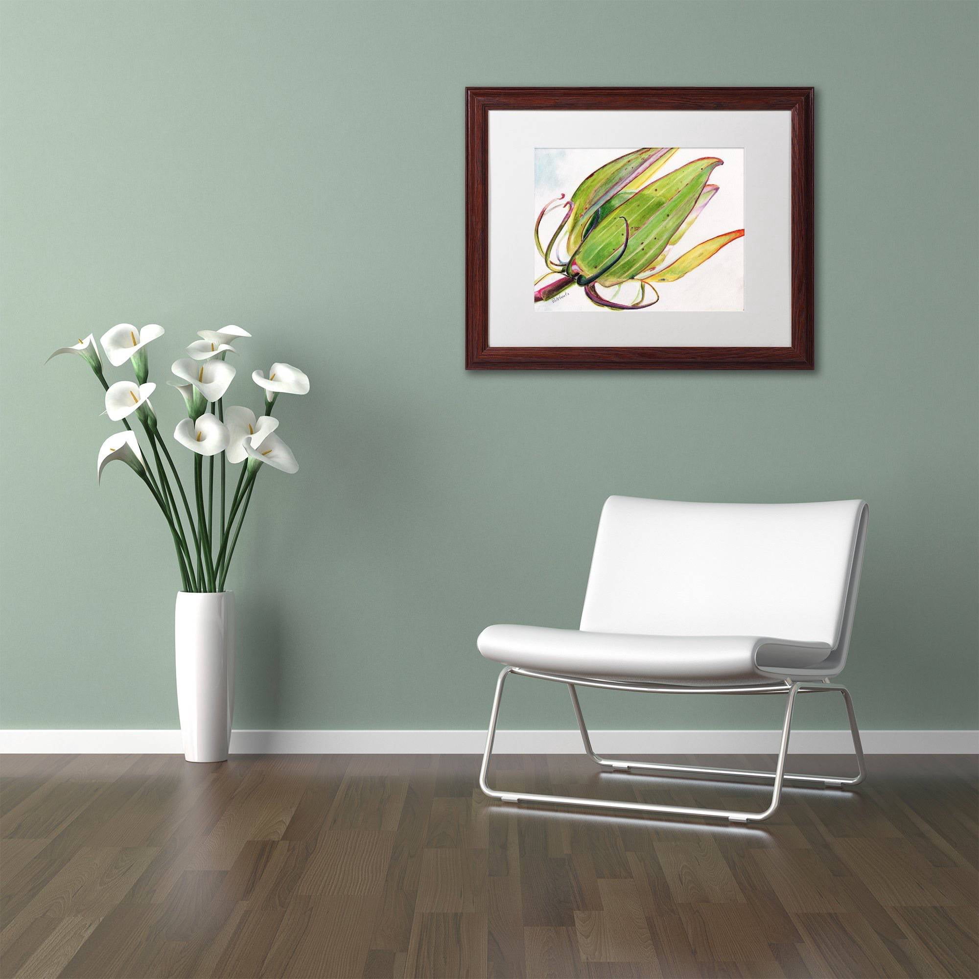 Trademark Fine Art "Flower Pod" Canvas Art by Jennifer Redstreake White Matte, Wood Frame