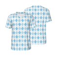 thumbnail image 3 of Daiia Blue and White Squares Mens Baseball Jersey Button Down Shirts Short Sleeve Sports Uniforms-XX-Large, 3 of 9