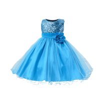 EnJoCho toddler Wedding Dress Kids Baby Girl Sequin Sleeveless Tulle Princess Dress Flower Belt for 3 to 10 Years Fashion Birthday Party Dresses