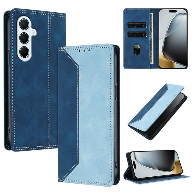 Funda FOXDOCK para Samsung Galaxy A56 de Cuero Premium Bicolor con Ranuras RFID, Carcasa Tipo Billetera Antigolpes y Soporte Plegable