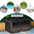 thumbnail image 5 of Costway 2PCS Patio Rattan Corner Sofa Sectional Furniture Set Black Cushion, 5 of 11