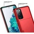 thumbnail image 4 of Samsung S20 FE Case with Card Holder Dual Layer Heavy Duty Protective Galaxy S20 FE Case Hidden Card Slot Slim Wallet Case for Samsung S20 FE 5G 6.5''(Red), 4 of 13