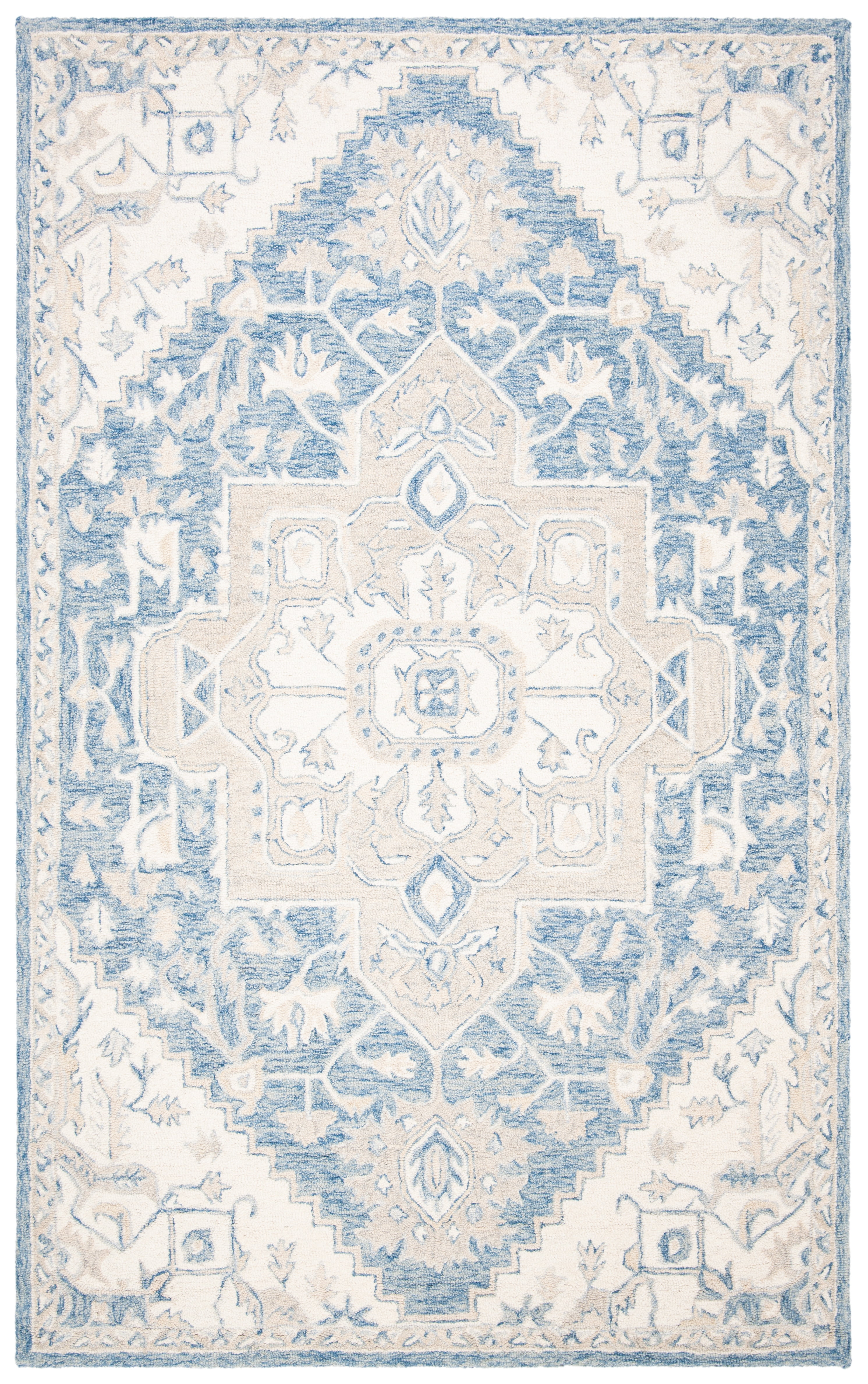 Safavieh Micro-Loop Braylon Floral Area Rug, Blue/Ivory, 3' x 5'