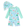 thumbnail image 4 of OSOLU Children Boys Swimsuit Sets Summer Swim Trunks with Matching Swim Cap Ocean World Print Swimwear Beach Pool Training Slim Fit Bathing Suit, 4 of 9