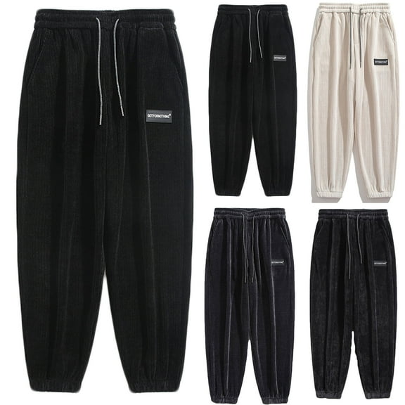 pstuiky Cargo Pants, Solid Color Zipper Athletic Loose Multiple Pockets Mens Pants Beige L