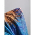 thumbnail image 4 of Blue Vintage Y2K Halter Neck Sleeveless Peplum Mini Dress With Sun Face Print, 4 of 6