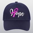 thumbnail image 2 of Unisex Breast Cancer Awareness Hope Letter Embroidery Duck Tongue Cap Casual Curved Brim Hat Navy, 2 of 4