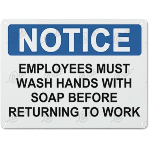 kasbes Metal Hanging Plate EMPLOYEES MUST WASH HANDS WITH SOAP BEFORE RETURNING TO WORK, Waterproof, Fade and Scratch Resistant, safety signs, equipment Warning signs, etc - NOTICE SIGN Style 30x40cm