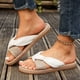 thumbnail image 2 of Naranja Y Zapatos Blancos Color Bloque Crisscross Sandalias Planas, Zapatos Casuales de las Mujeres Más Tamaño Abierto Dedo Del Pie Tejido Verano, 2 of 7