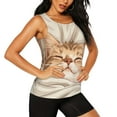 thumbnail image 2 of KLL Sleeping Cat In Blanket Print Womens Tank Top Sleeveless Workout Tops Athletic Running Shirts Yoga Gym Clothes-Small, 2 of 7