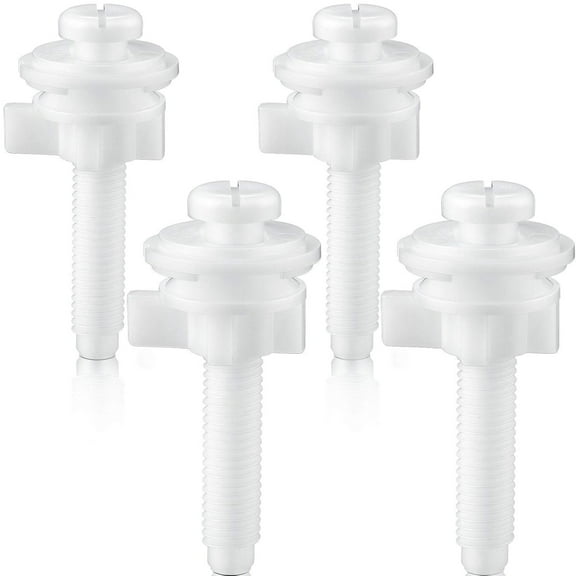 4 Pieces Toilet Seat Screws Replacement Kit Plastic Bolts with Plastic Nuts and Washers Parts Kit for Fixing The Top Toilet Seat, White