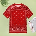 thumbnail image 4 of Red Paisley Bandana T Shirts Basic T-Shirt Short Sleeve Ladies Tee Shirt Summer Graphic Clothing, 4 of 6