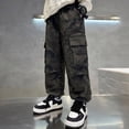 thumbnail image 3 of enyan Boy's Camo Cargo Pants Joggers Baggy Fall Elastic Waist Wide Casual Hunting Pants with Pockets(Camouflage,13-14 Years), 3 of 5