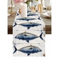 Burlap Table Runner 48 Inches Long, Retro Coastal Ocean Fish Non-Slip ...