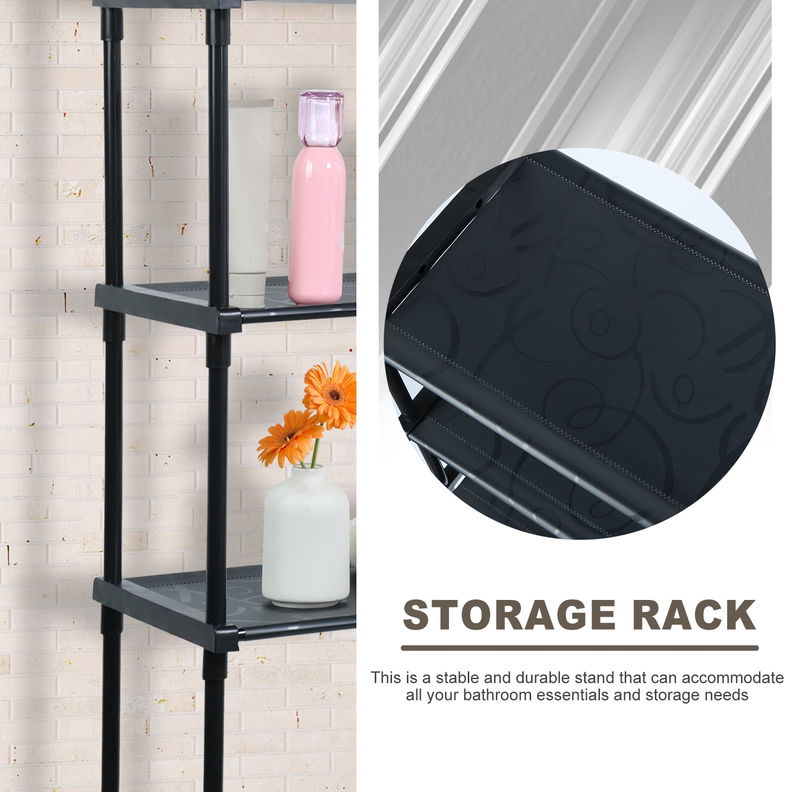 Dznils Over the Toilet Storage Shelf, 3-Tier Steel Bathroom Storage Organizer Space Saver, Black