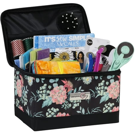 UPC: 0812259036354 | Everything Mary Collapsible Sewing Kit Organizer Box  Black Floral
