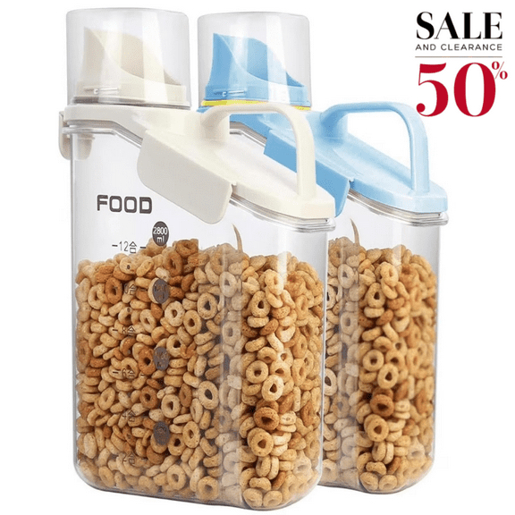 ZHOHO TANT Airtight Dry Food Dispenser 2-Pack 2.8L BPA-Free Containers with Measuring Cup & Pour Spout (94oz)