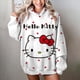 thumbnail image 1 of Sudadera con capucha para mujer, básica, con estampado de Hello Kitty, holgada, manga larga, bolsillo canguro, hombros caídos, 1 of 1