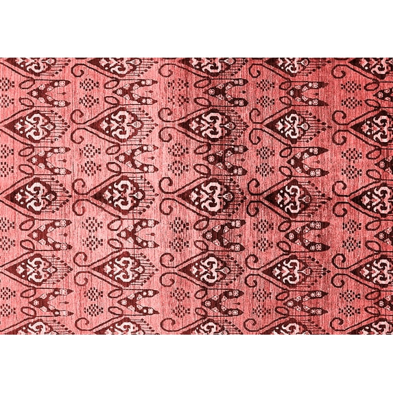 Ahgly Company Machine Washable Indoor Rectangle Abstract Red Modern Area Rugs, 7' x 10'