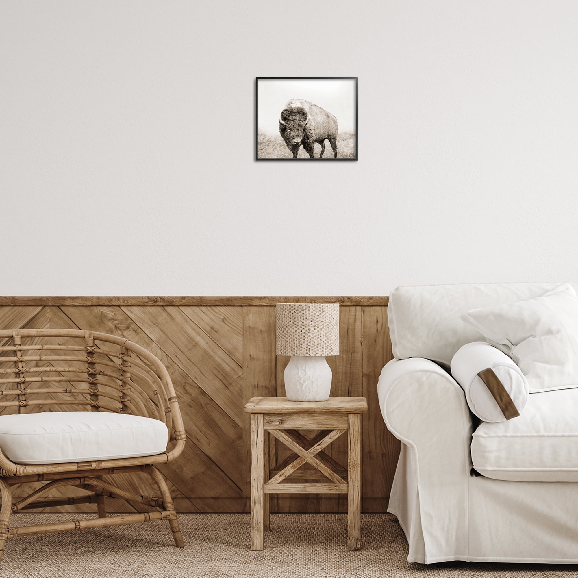 Stupell Industries Bison Distressed Portrait Animals & Insects Photography Black Framed Art Print Wall Art, 14 x 11