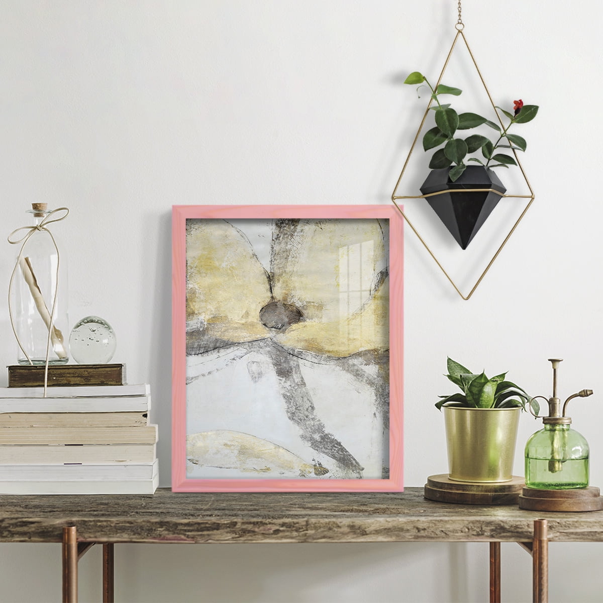 Une Fleur I - Framed Print w/glass - Sunset Pink