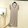 thumbnail image 2 of Yuncity Womens Nightgowns Summer V Neck Short Sleeve Casual Sleepshirt Comfortable Home Basic Solid Color Pajamas Pjs Loungewear Soft M-6Xl, 2 of 7