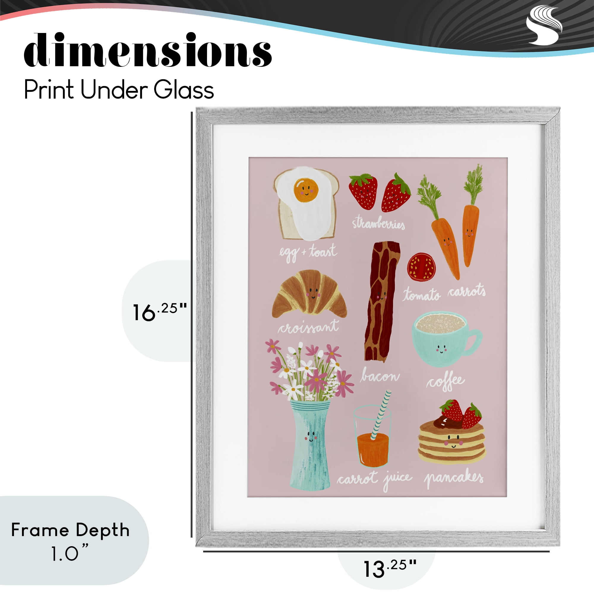 Stupell Industries Lush Summer Breakfast Gray Framed Print Under Glass, design by Metka Hiti