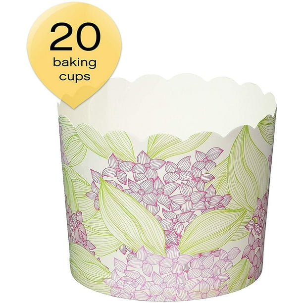 Simply Baked CLG-135 Large Disposable Paper Baking Cups, Pink Floral