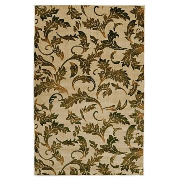 Linon Vintage Amore Polyester 8'x10' Rug in Sand and Green