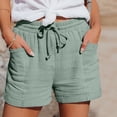 thumbnail image 3 of Beach Shorts for Women Summer Elastic Waist Loose Crinkle Lightweight Casual Shorts with Pockets Vacation Outfits, 3 of 9