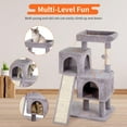 thumbnail image 2 of Dkelincs 36 inch Cat Tree Tower with Scratching Post & Dual Condos, Multi-Level Cat Furniture Condo Kittens House with Ramp, Perch & Hanging Ball, Ashy, 2 of 7