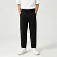 thumbnail image 2 of Jinhomg Kids Boys School Uniform Pants Soft Cotton Jogger Pants Elastic Waist Tapered Pant Back to School Stretch Casual Trousers for Boys Size 6-15Y, 2 of 9
