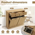 thumbnail image 6 of Magic Union Tilt Out Fluted Laundry Hamper Cabinet, 22 Gallon Double Hidden Laundry Hamper, Wooden Trash Can Cabinets with 2 Drawers, Modern Garbage Can Cabinet for Bathroom, Kitchen, 6 of 8