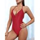thumbnail image 4 of Trajes de Baño de Bikini de Mujer de Color Sólido Sexy Apretado, Poliéster de Corte Alto para la Piscina de Playa Y las Vacaciones de Verano, Cobertura Elegante, 4 of 9