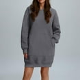thumbnail image 2 of hotojiny Hoodies Sweatshirt Dress for Women Oversized Casual Pullover Long Sleeve Mini Dresses Cute Solid Trendy Clothes, 2 of 7