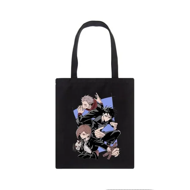 Jujutsu Kaisen bolso de lona para mujer, bolsa de hombro de Anime japonés, Ins Harajuku, bolsos de compras de dibujos animados Vintage de gran capacidad