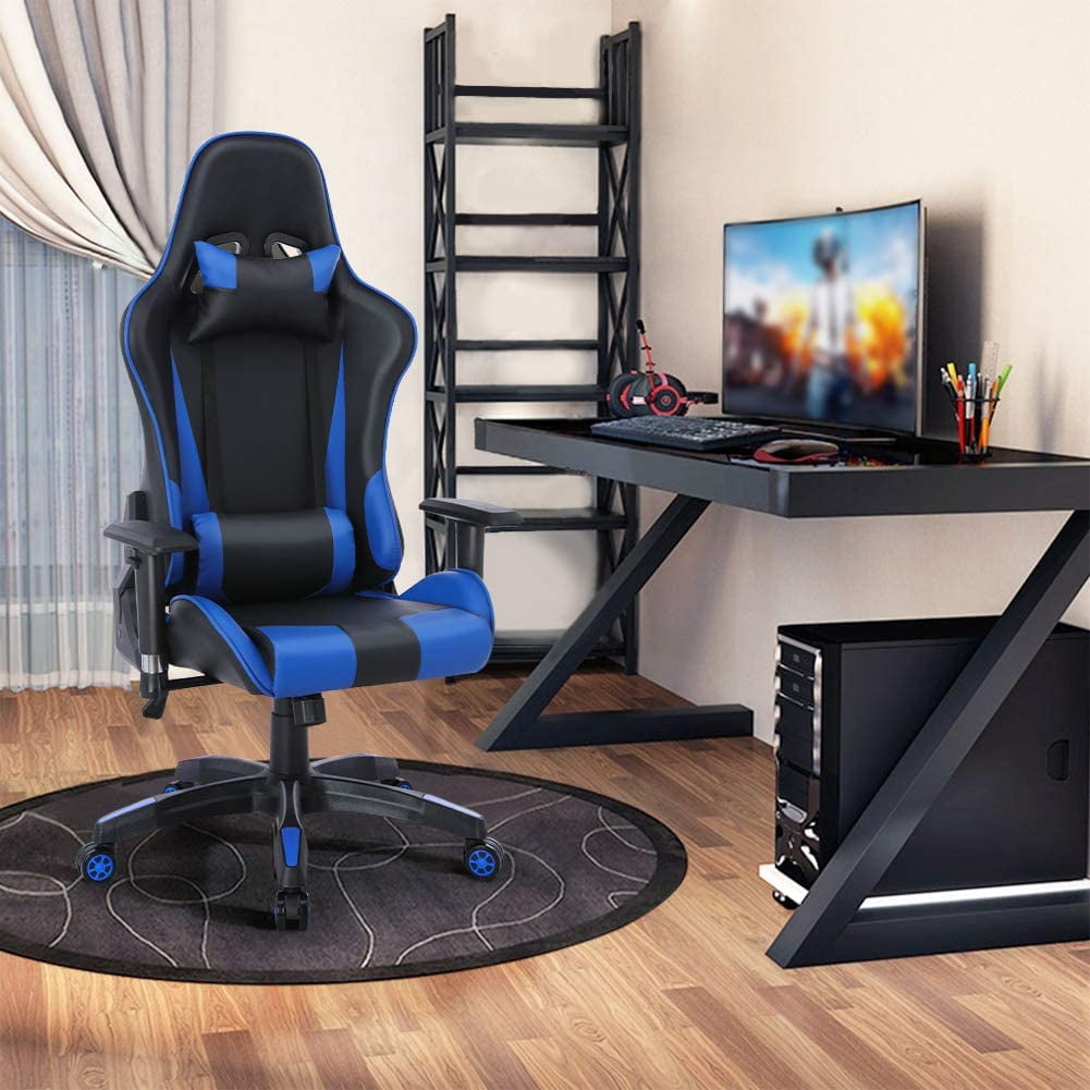 Blue Bossin Gaming Chair Racing Office Chair High Back Mesh Swivel Desk Computer Chair Ergonomic Backrest Video Gaming Chair with Armrest and Lumbar Support 