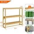 thumbnail image 3 of Bathroom Shelf Storage Organizer, Bathroom Shelf 3-Tier Adjustable Layer Bamboo Organizer with Bar, Hanging, Freestanding Over Toilet Utility Shelves, Beige, 3 of 9