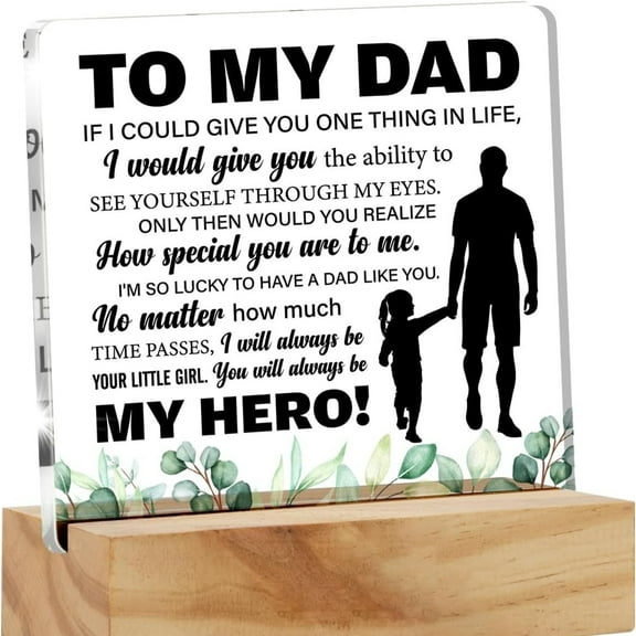 Gifts For Dad From Daughter Son Father's Day Birthday Gifts For Best Dad Ever Ideas Gift 3.9x3.9 In Acrylic Plaque Desk Decorations Anniversary Valentine's Thanksgiving Day Decor