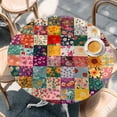 thumbnail image 3 of Vintage Flowers Round Fitted Table Cover Blooming Flowers Irregular Arrangement Waterproof Table Cloth with Elastic Edge Wipeable Tablecloth for Picnic Camping Party Fits 36"-44" Diameter, 3 of 8