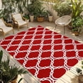 thumbnail image 2 of Outdoor Rug 3x5 ft Red Moroccan Stripes Outdoor Large Area Rug Non Slip Rubber Geometric Floral Front Door Mat RV Rug Camping Carpet Patio Outdoor Rugs for Backyard Balcony Deck Porch Indoor, 2 of 9