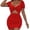 F-755Red, variant on ZHOGXU Women's Dresses Puff Sleeve V Neck Front Hollow Out Solid Color Elegant Comfortable Slim Fit Dress For Party Wear,Light Blue,Xs
