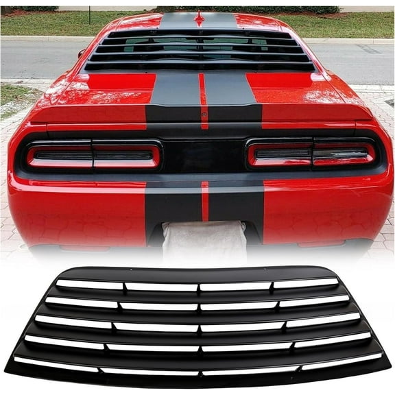 Kojem Rear Window Louver for 2008-2023 Dodge Challenger Windshield Sun Shade Cover ABS Plastic Black