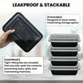 thumbnail image 3 of Klex Meal Prep Containers with Airtight Lids, BPA Free, 28 oz, Rectangular, Black/Clear, 150 Sets, 3 of 6