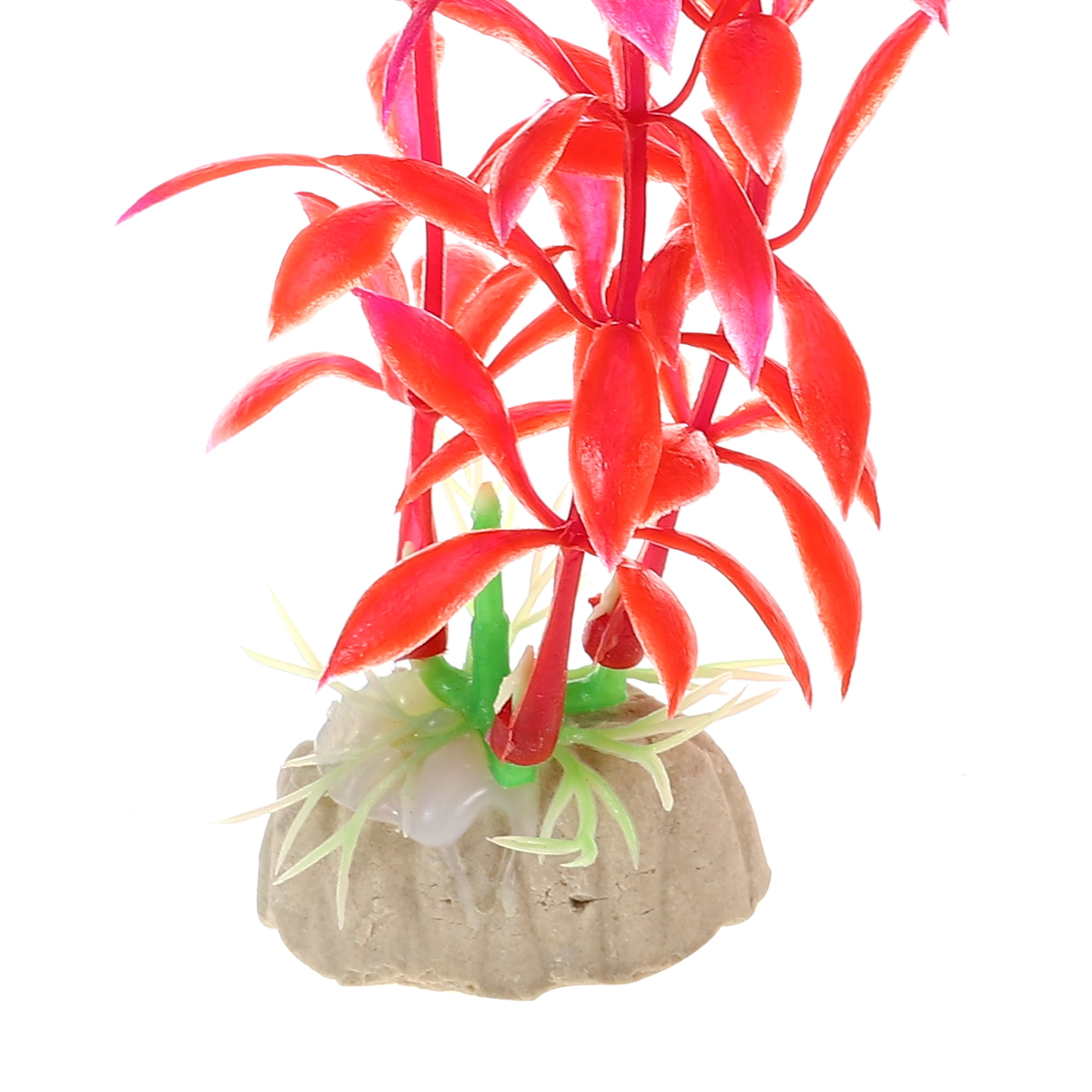 Unique Bargains 10 Pcs Aquarium Plants Decorations Artificial Aquatic Plant Red