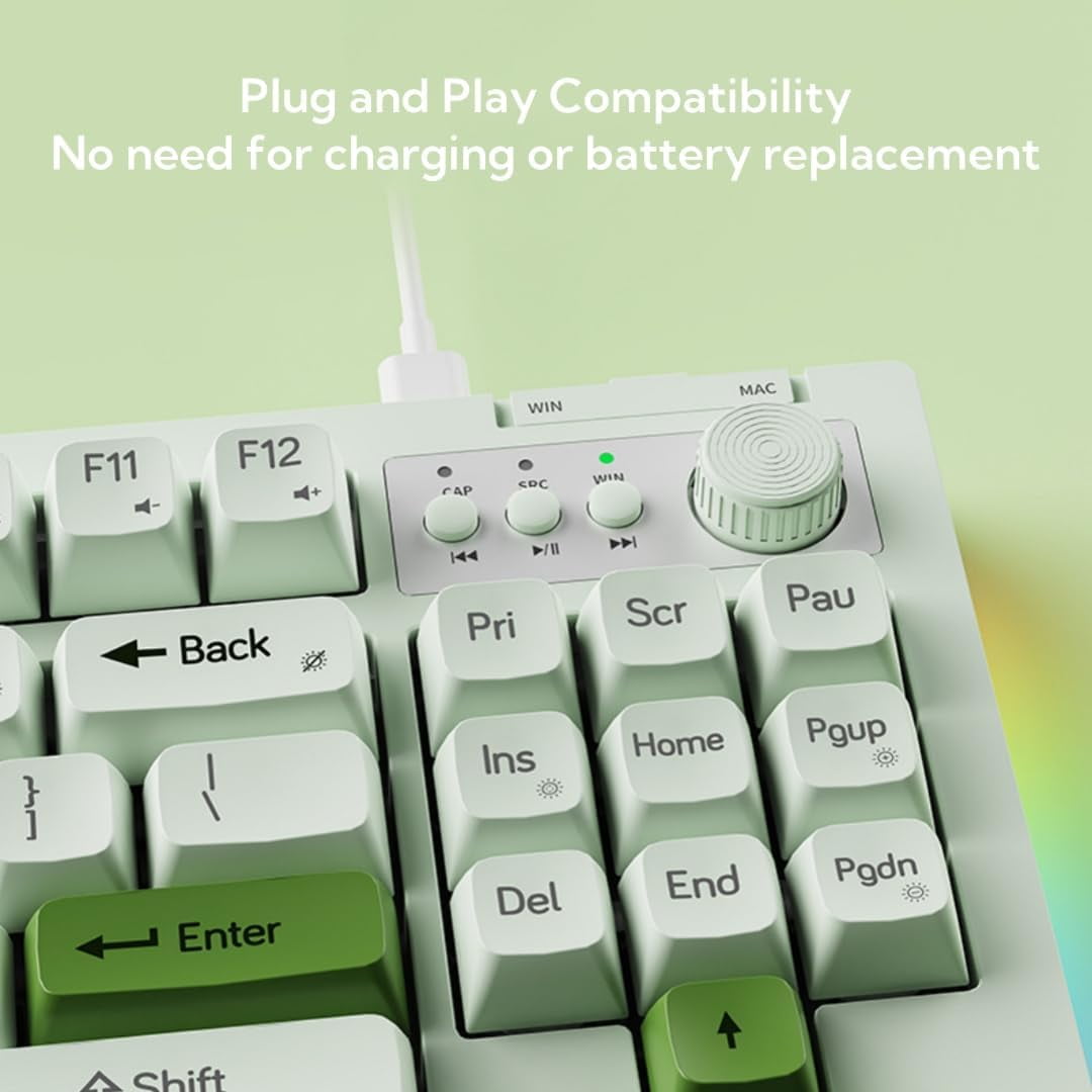 ITIGOITIE Bluetooth Wireless Keyboard and Mouse Set, Mute, Type-C Charging, Mechanical Feel, Office Use, Matcha Green