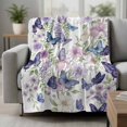 thumbnail image 2 of Pink Flowers Blanket Soft Cozy Warm Twin Blanket for Bed, Plush Fuzzy Flannel Fleece Blankets for Sofa, Spring Floral Purple Butterflies Watercolor Throw Blankets for Couch, Gifts for Men, 60"x80", 2 of 9