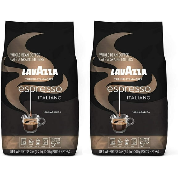 Lavazza Caffe Espresso 100% Arabic Whole Bean Coffee (2.2 lbs) - Pack of 2
