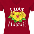 thumbnail image 4 of Inktastic I Love Hawaii Hibiscus Flowers Women's V-Neck T-Shirt, 4 of 5